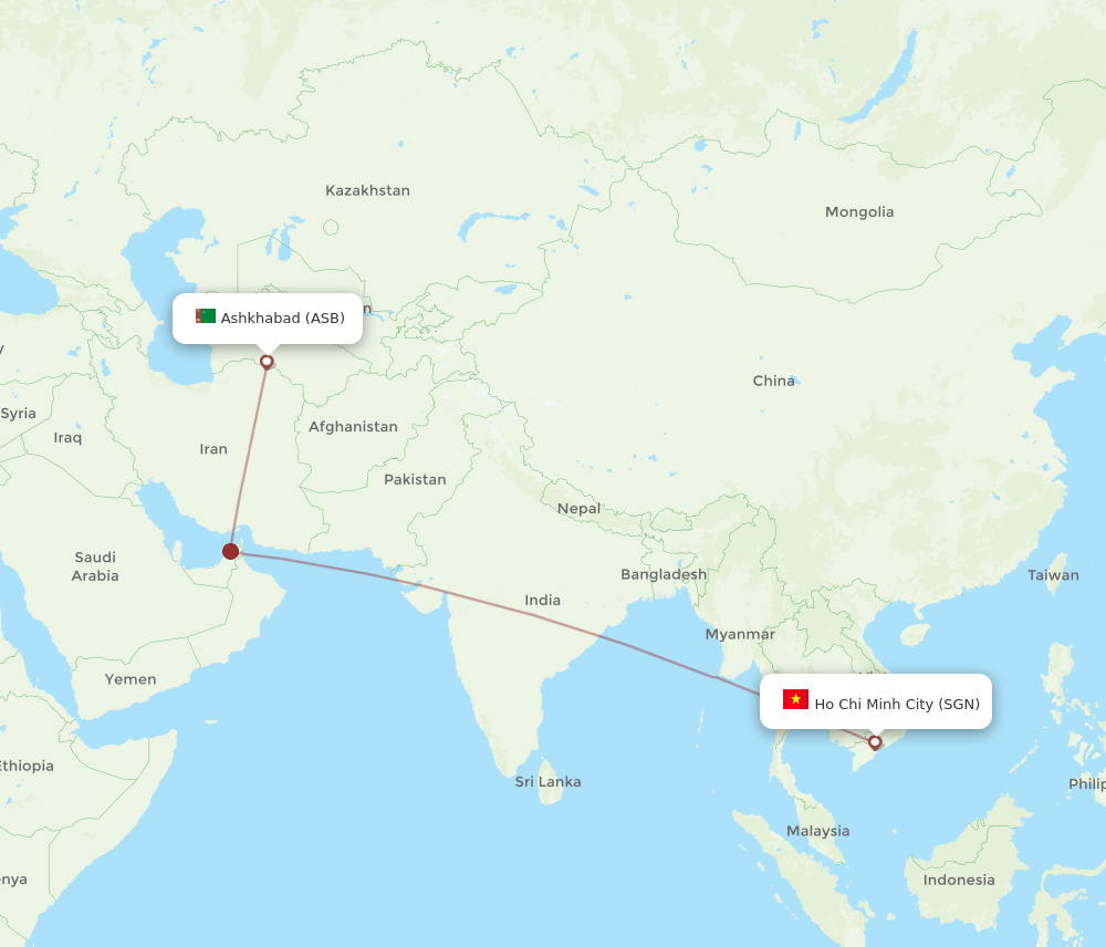 ASB-SGN flight routes