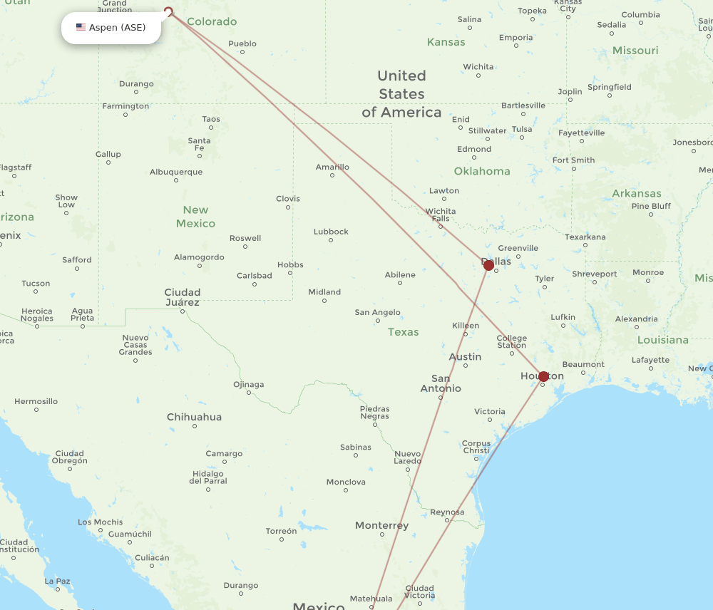 ASE to BJX flights and routes map
