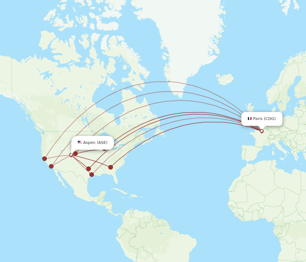 ASE to CDG flights and routes map