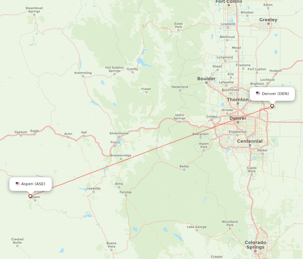 Aspen - Denver route map and flight paths