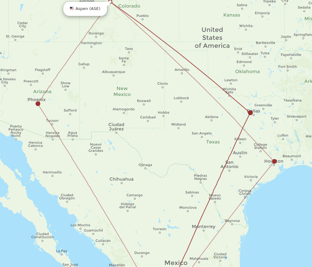 ASE-GDL flight routes