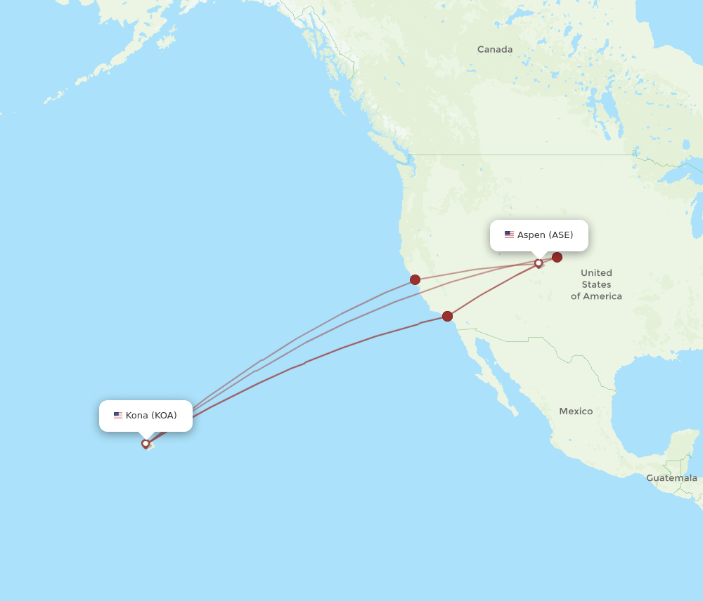 ASE to KOA flights and routes map