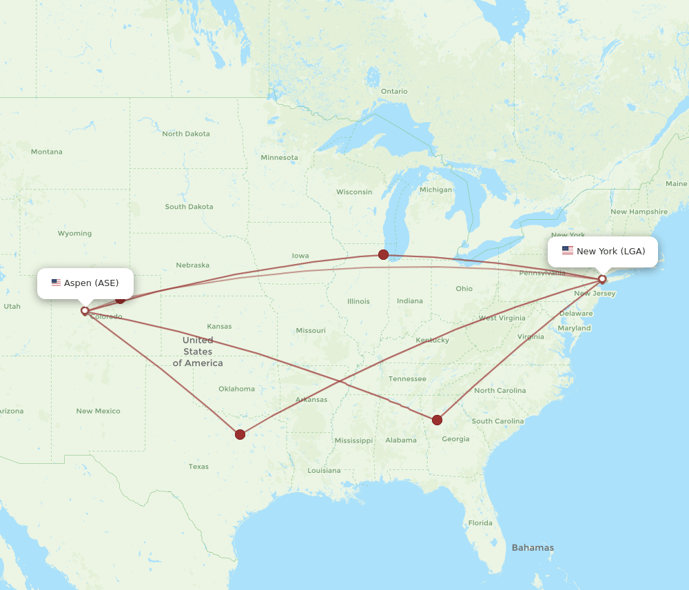 ASE-LGA flight routes