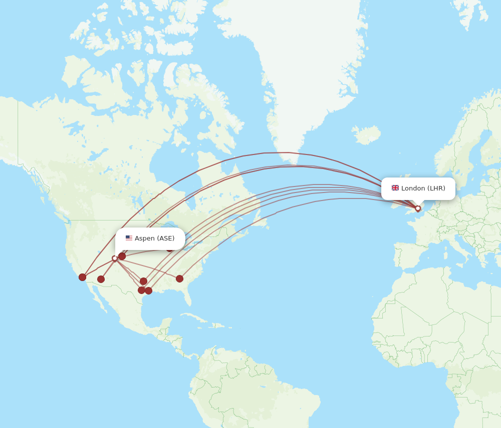 ASE to LHR flights and routes map