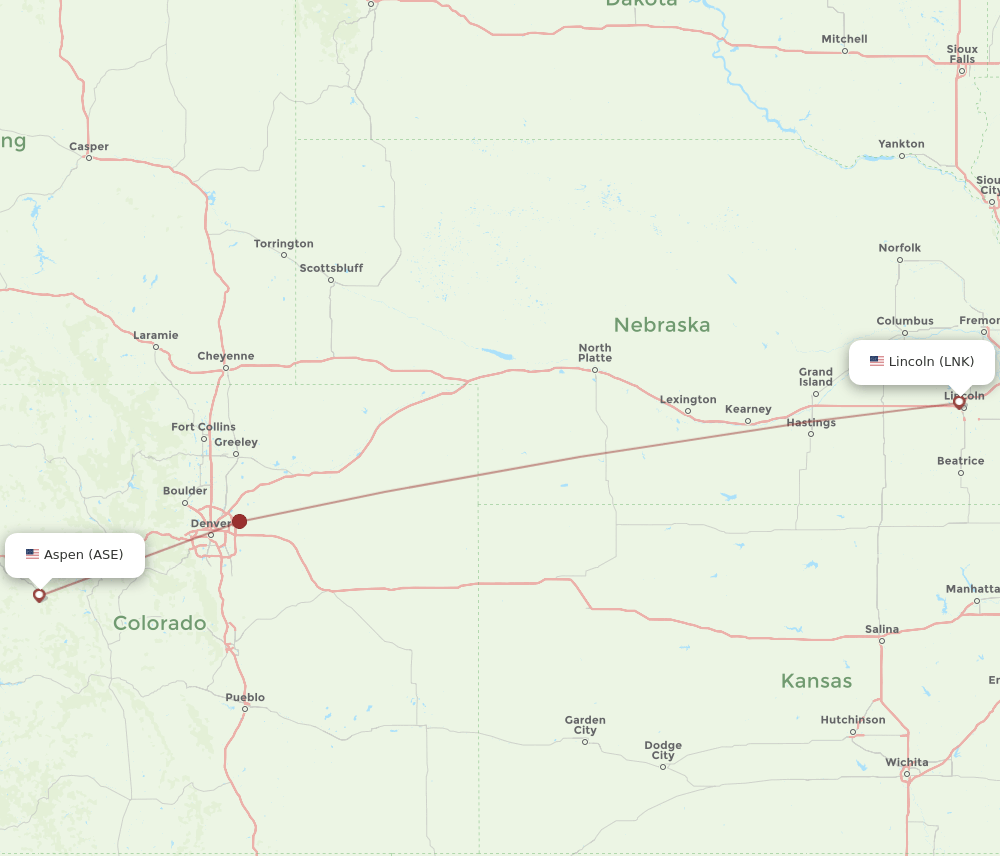 ASE-LNK flight routes
