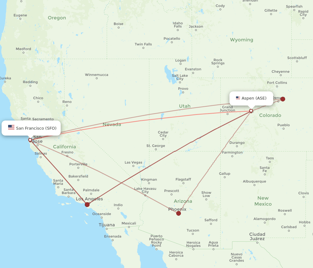 ASE to SFO flights and routes map