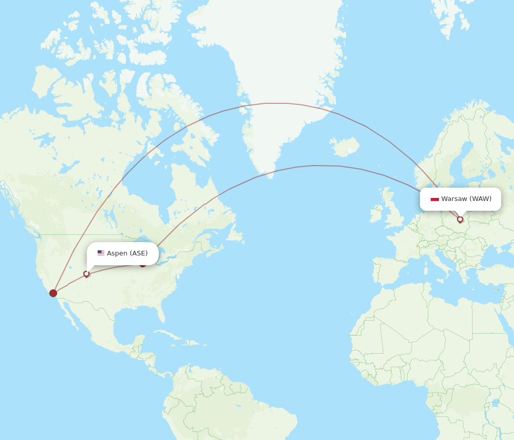 ASE-WAW flight routes