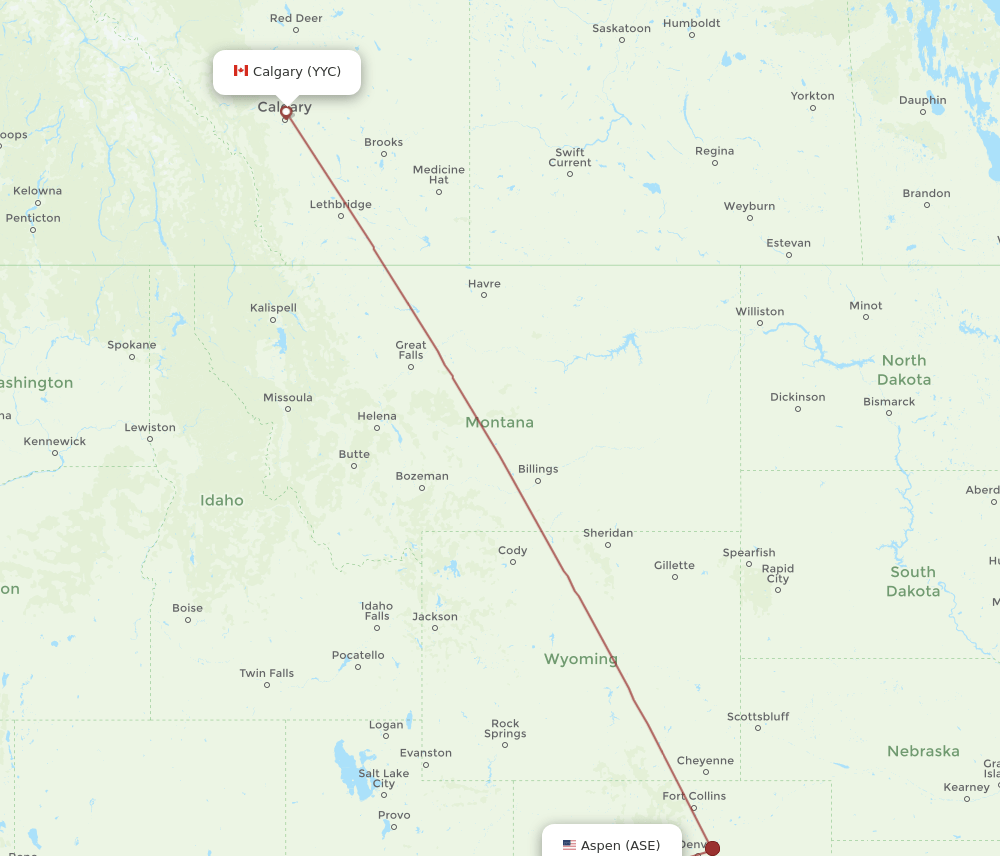ASE-YYC flight routes