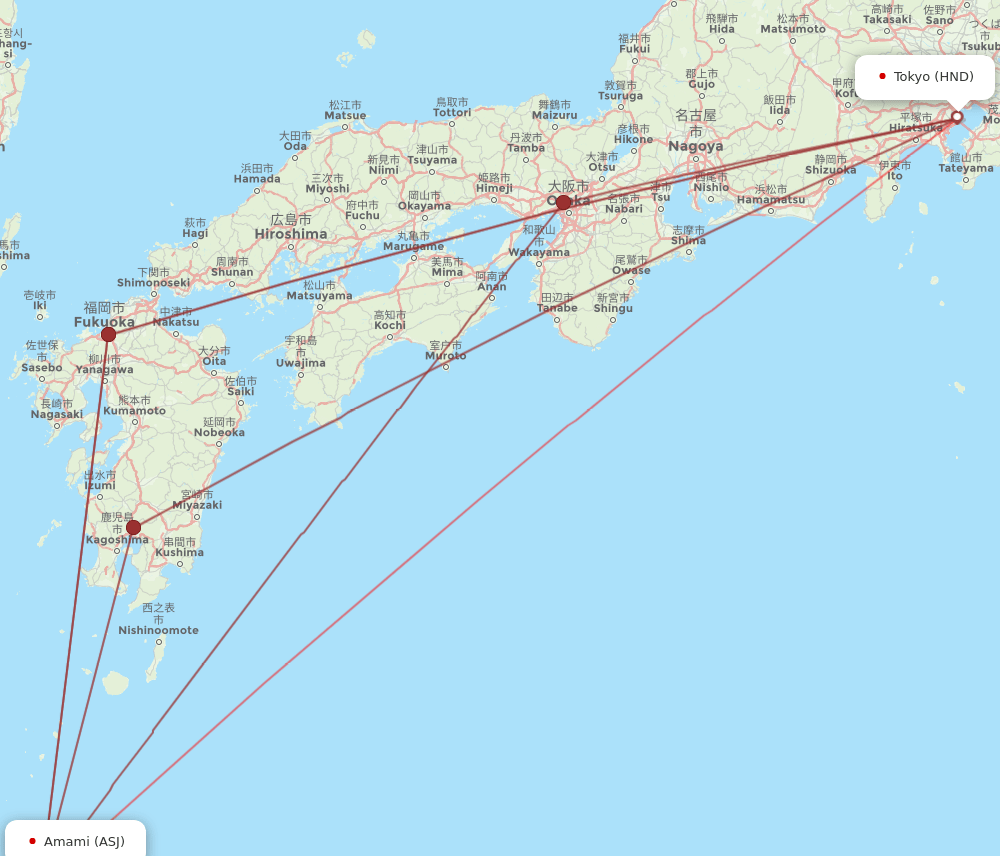 ASJ-HND flight routes