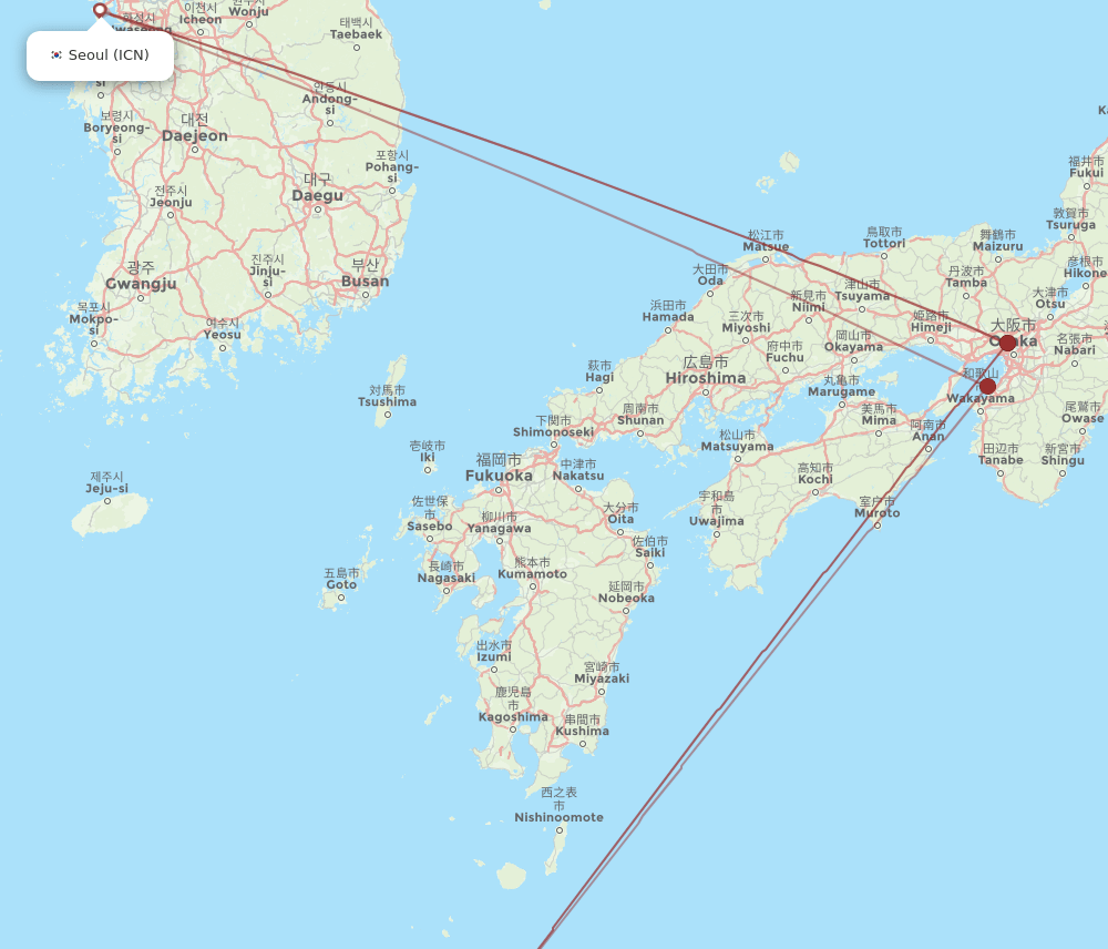 ASJ-ICN flight routes