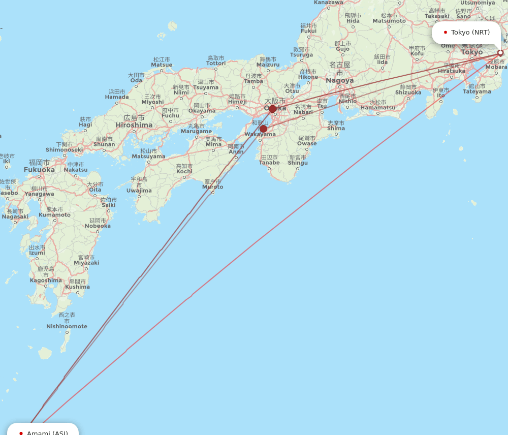 ASJ-NRT flight routes