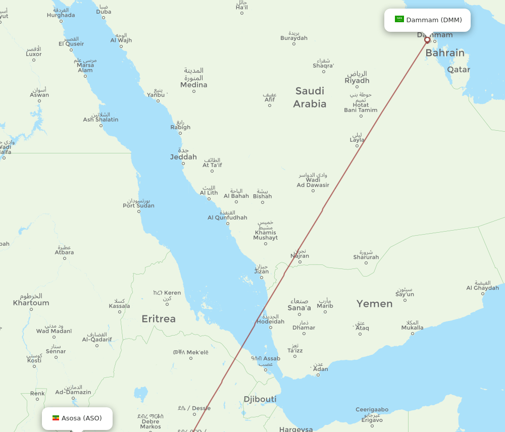 ASO-DMM flight routes