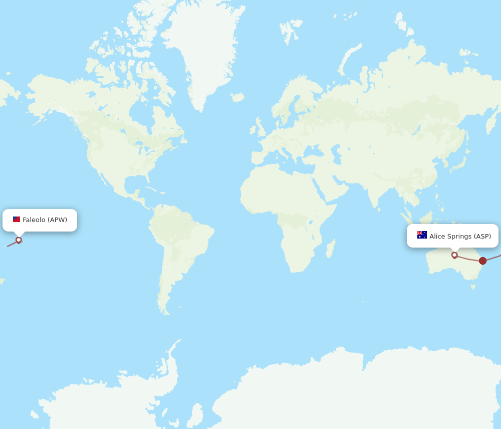 Apia - Alice Springs route map and flight paths