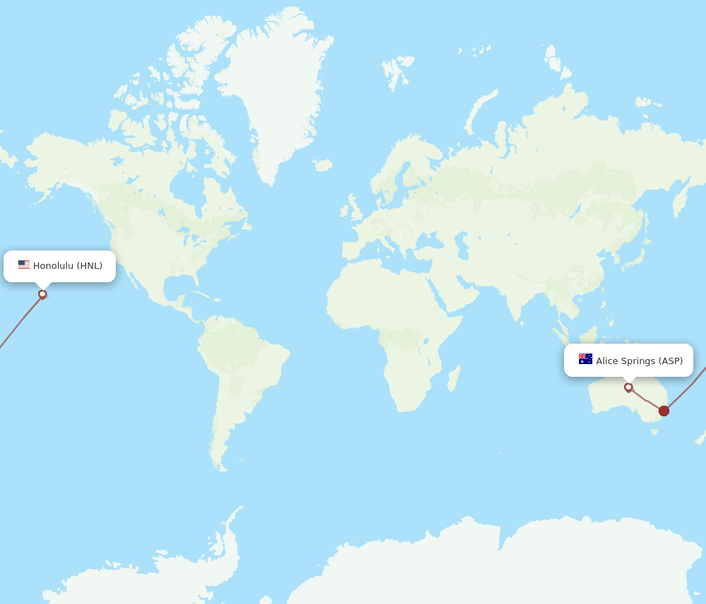 ASP-HNL flight routes