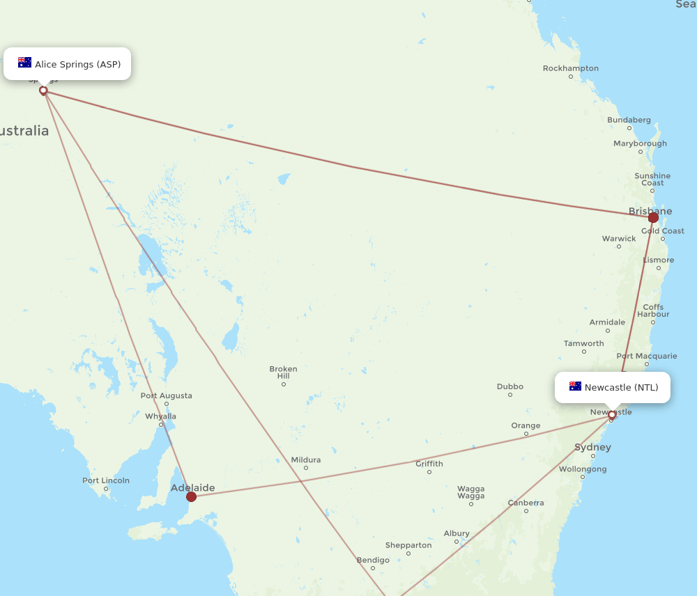 ASP-NTL flight routes