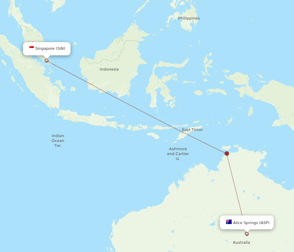ASP-SIN flight routes