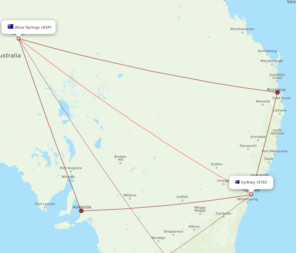 ASP-SYD flight routes