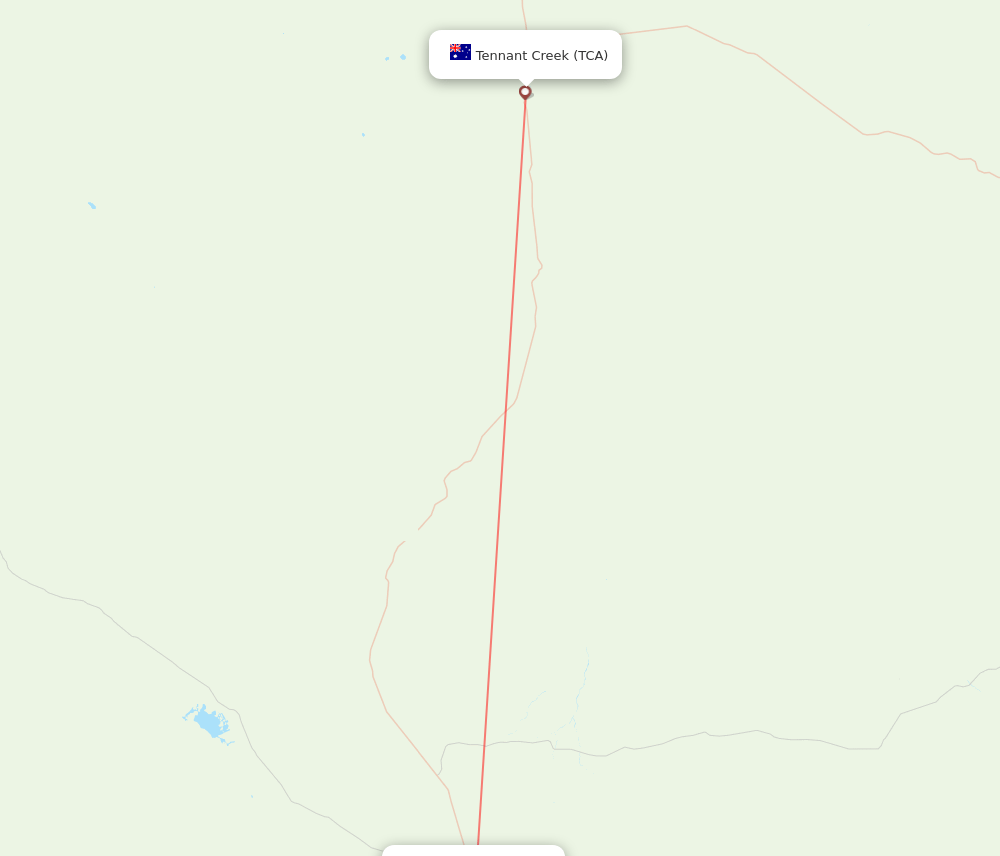 Alice Springs - Tennant Creek route map and flight paths