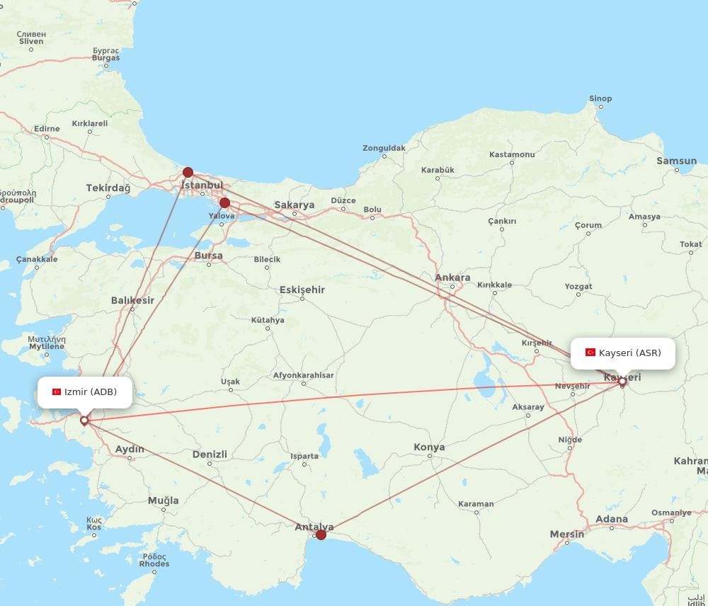 ASR-ADB flight routes
