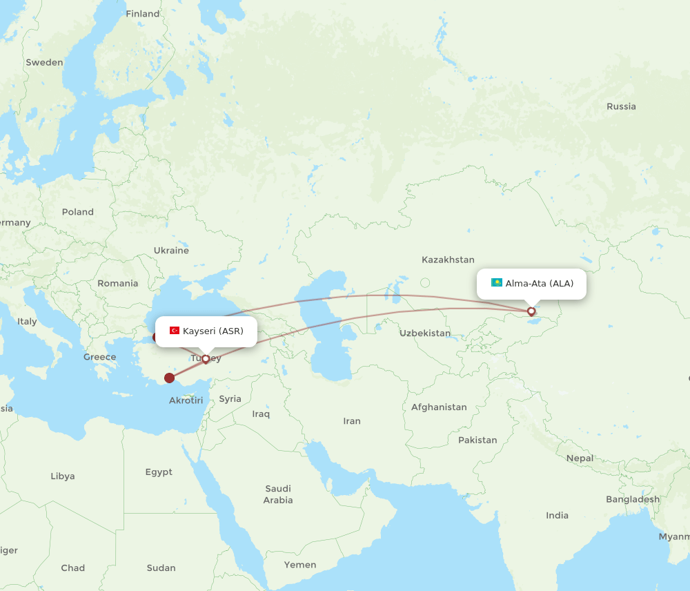 ASR-ALA flight routes