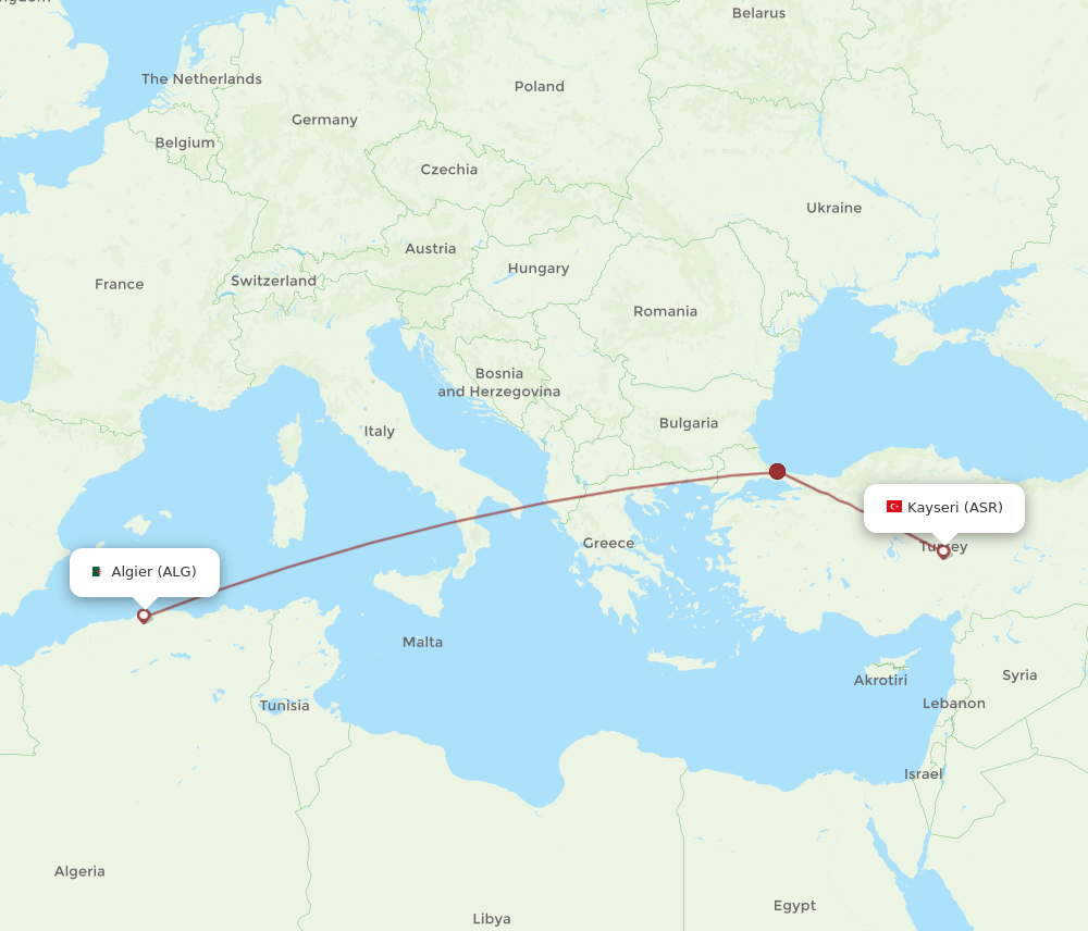 ASR-ALG flight routes