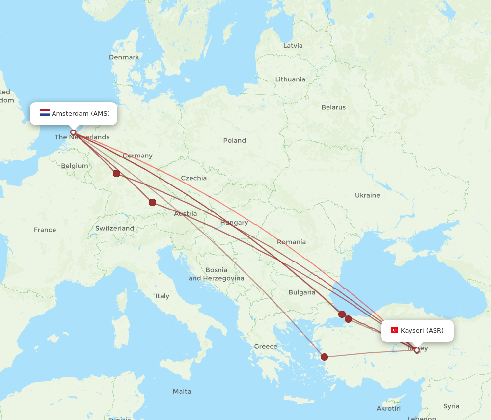 ASR to AMS flights and routes map