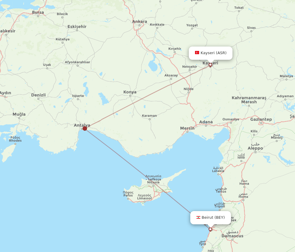 ASR-BEY flight routes