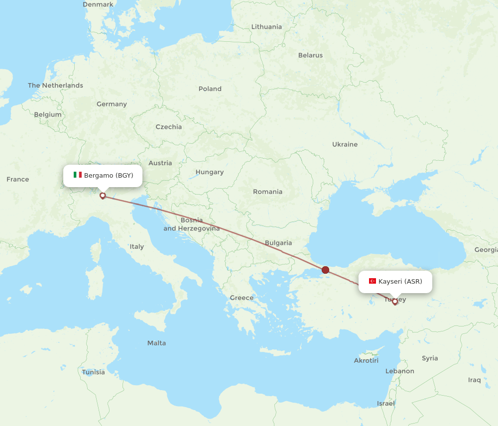 ASR to BGY flights and routes map