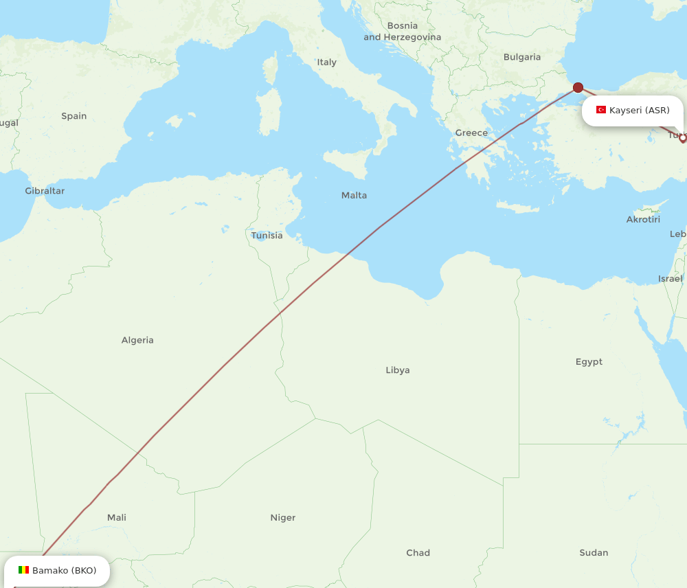 ASR to BKO flights and routes map