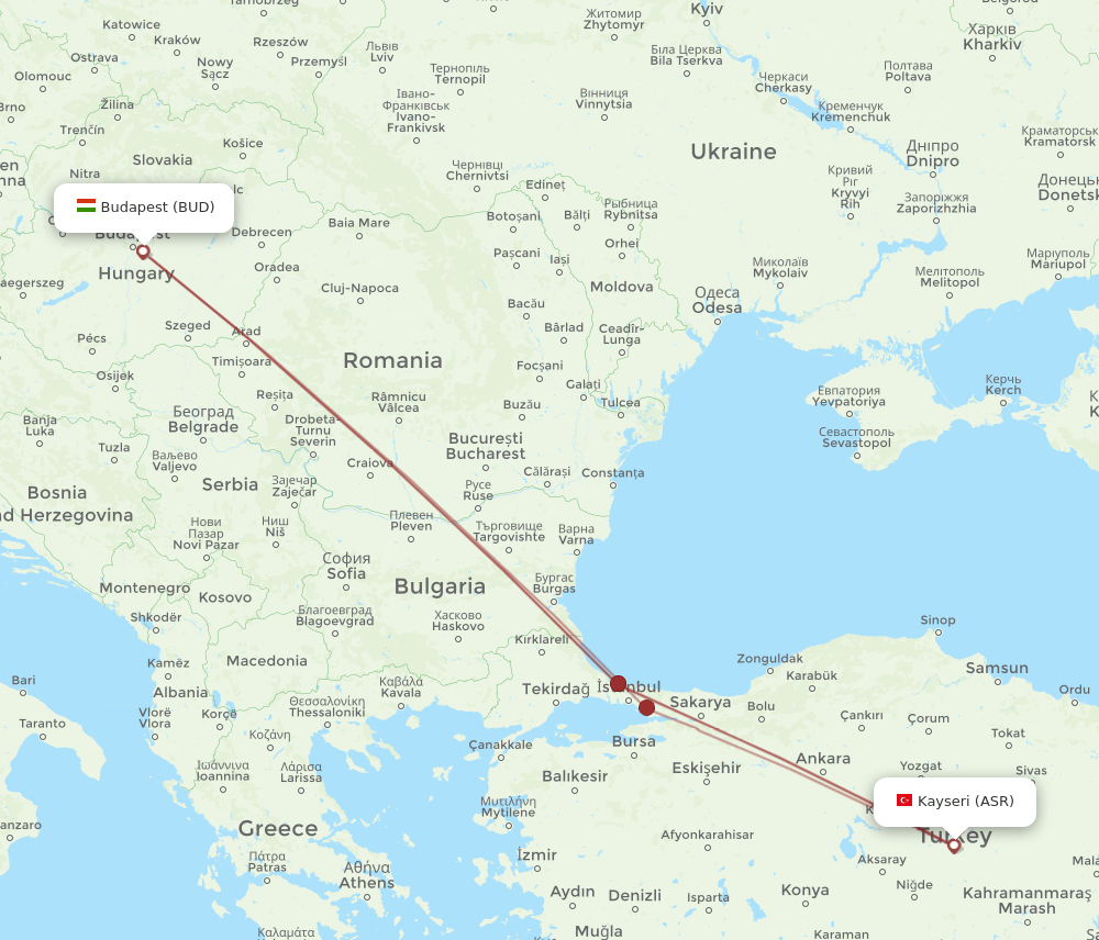 ASR-BUD flight routes