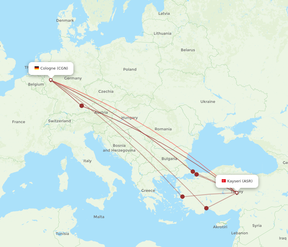 ASR to CGN flights and routes map