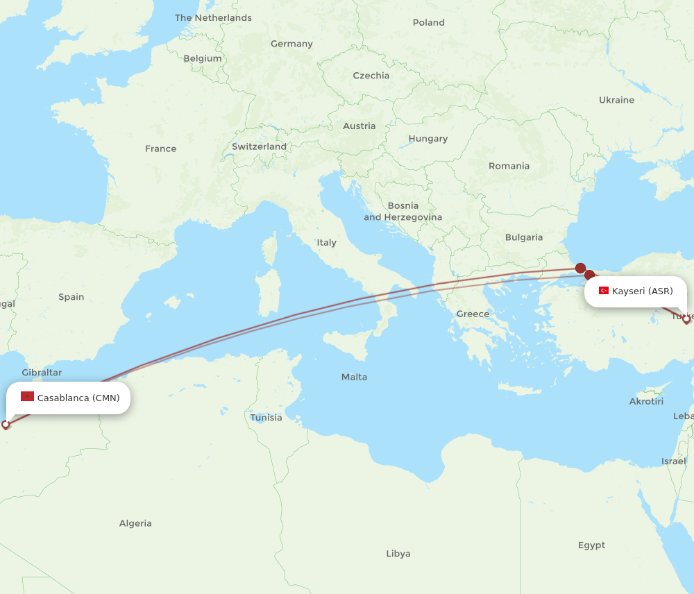 ASR-CMN flight routes