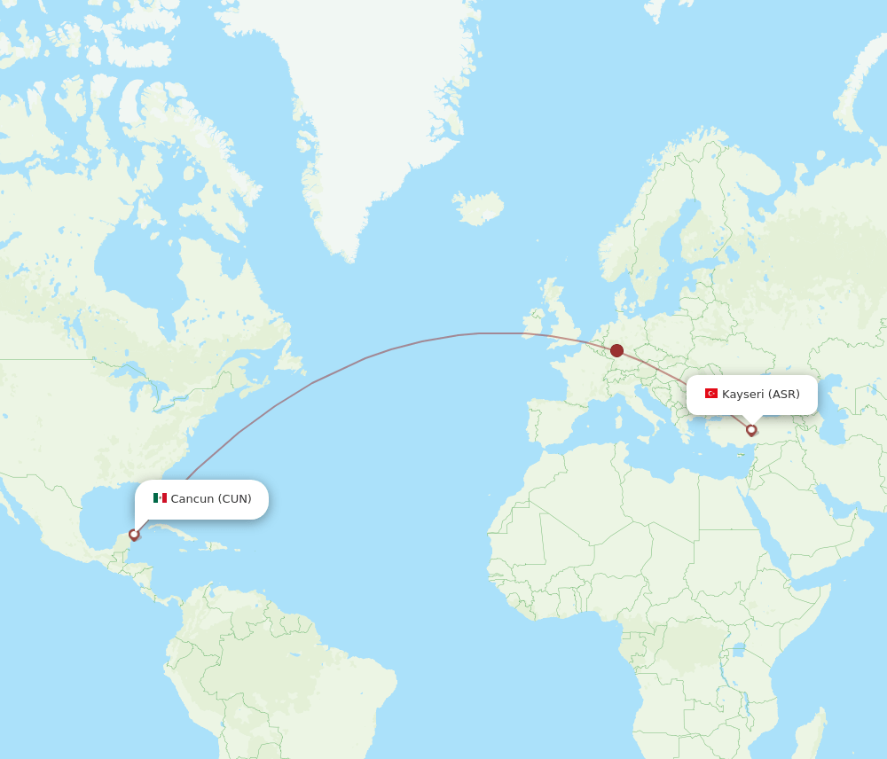 ASR-CUN flight routes