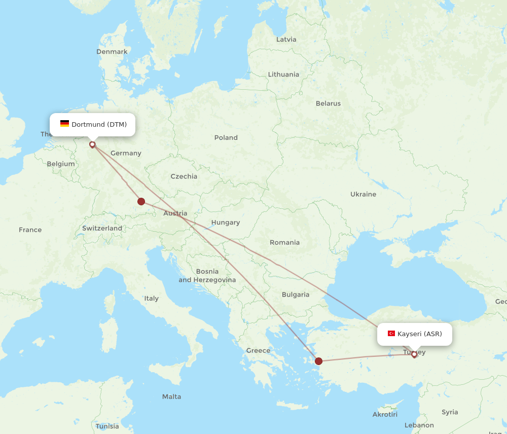 DTM to ASR flights and routes map