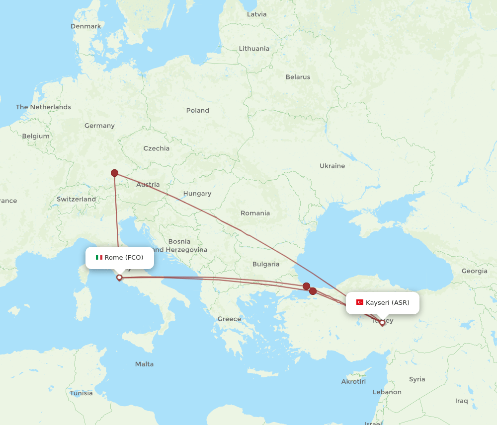 ASR-FCO flight routes
