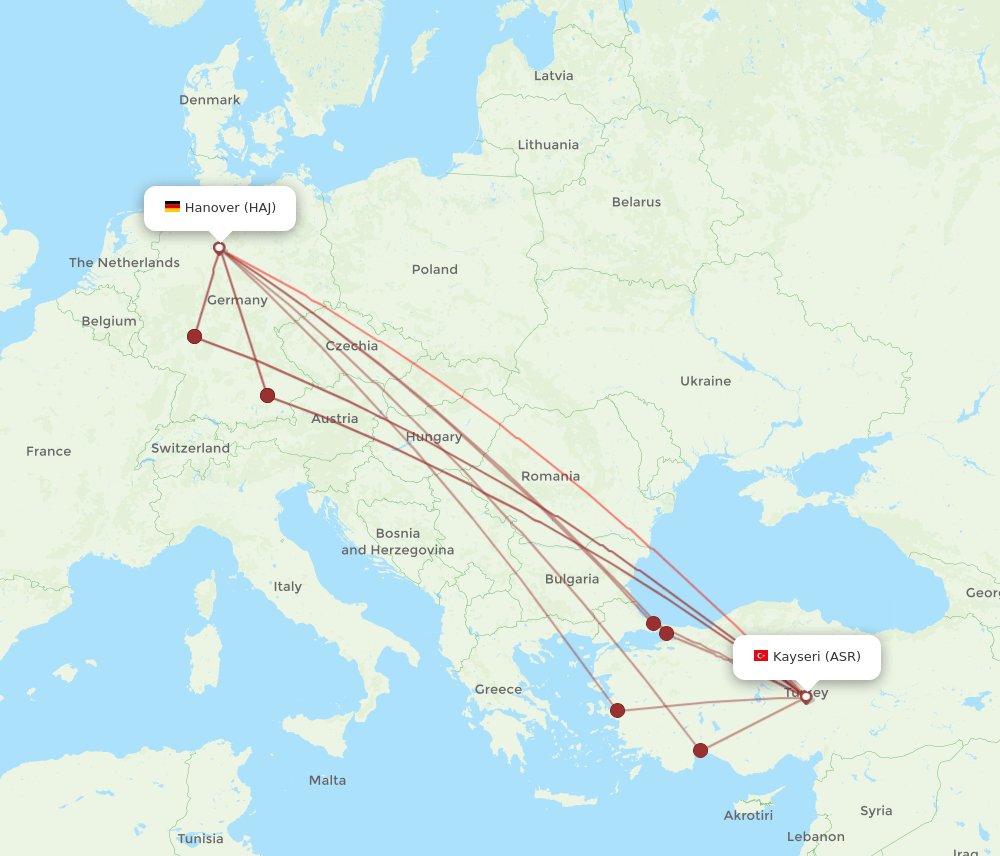 ASR to HAJ flights and routes map