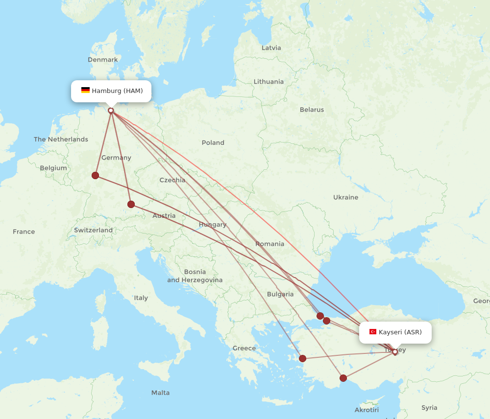 ASR to HAM flights and routes map