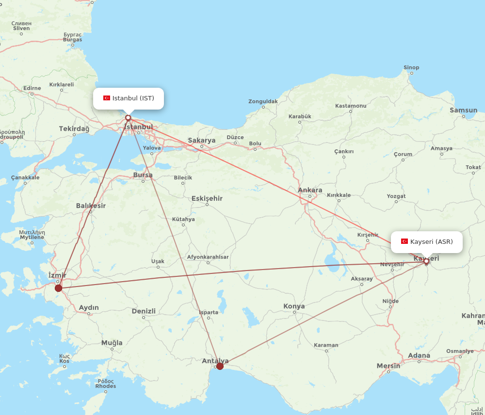 ASR to IST flights and routes map