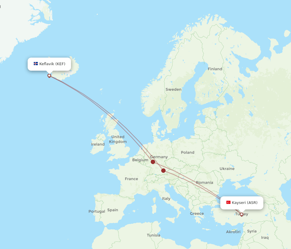 ASR-KEF flight routes