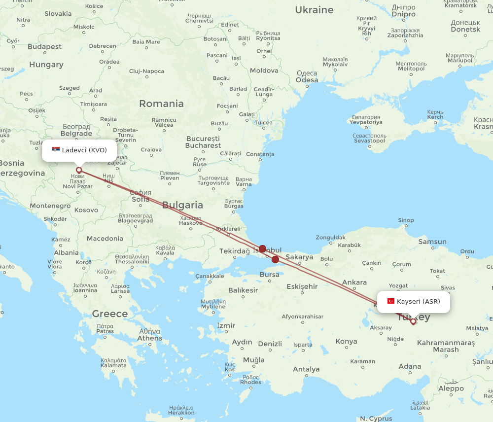 ASR-KVO flight routes