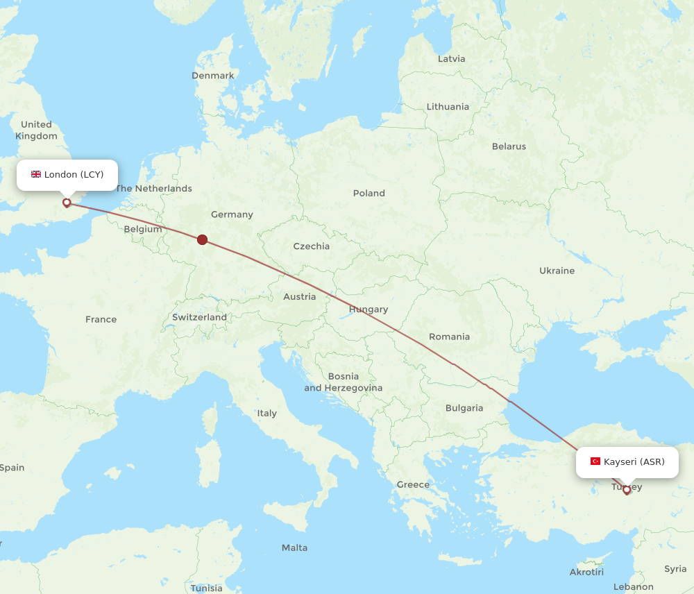 ASR to LCY flights and routes map