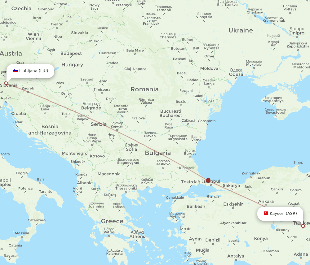 ASR-LJU flight routes