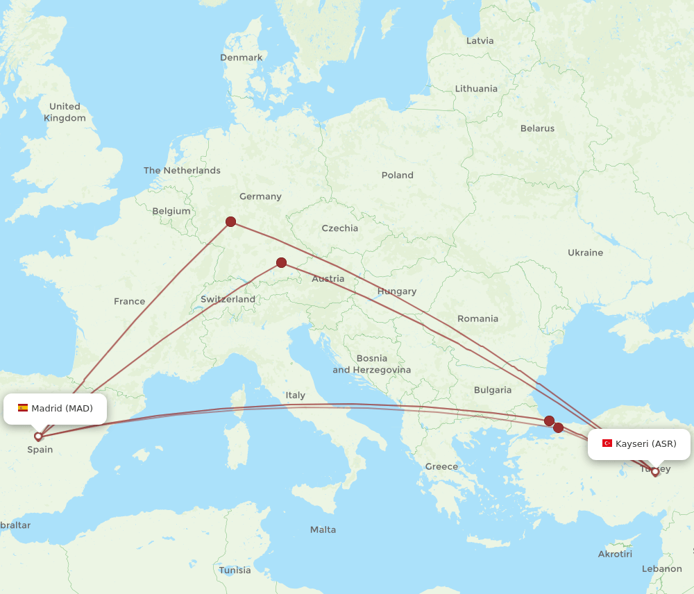 ASR-MAD flight routes