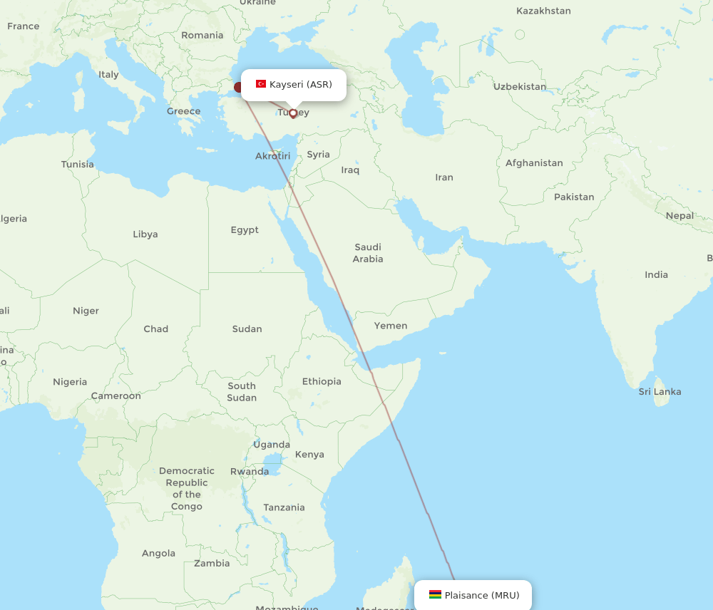 ASR-MRU flight routes