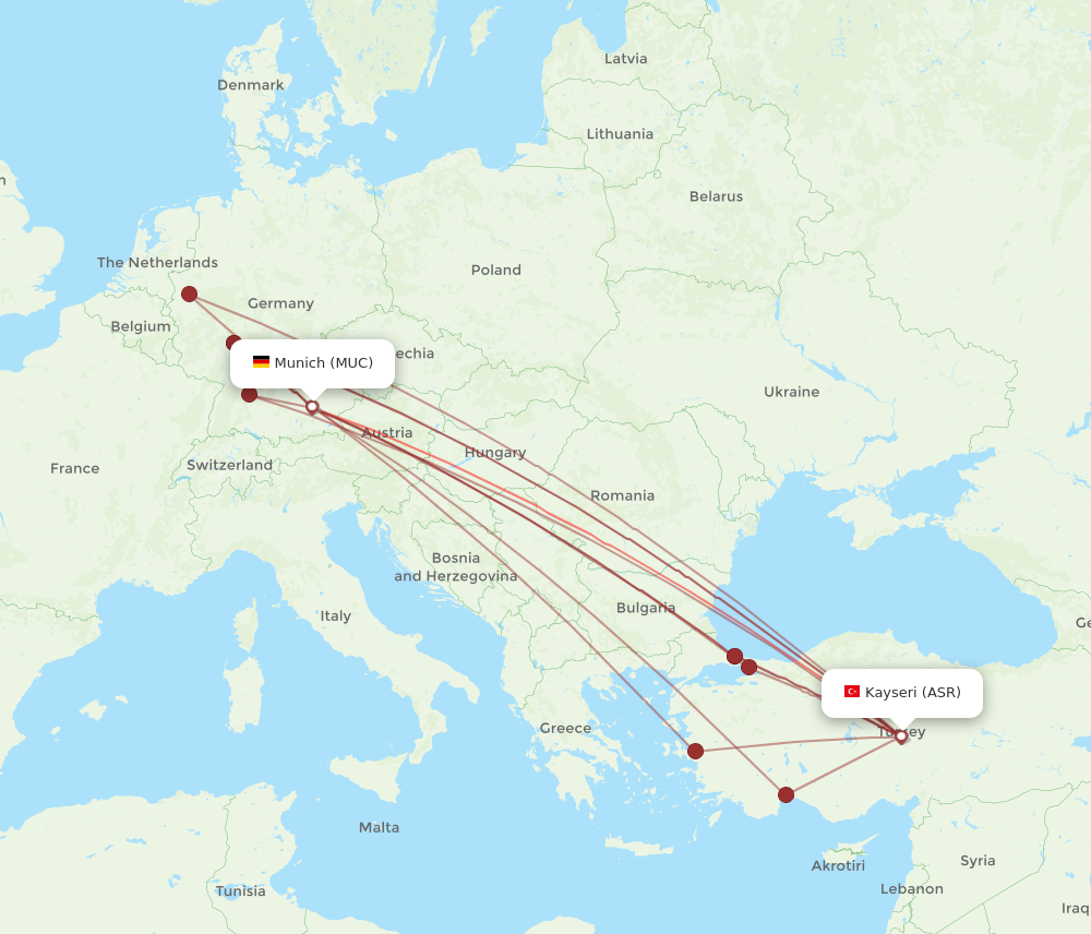 ASR to MUC flights and routes map