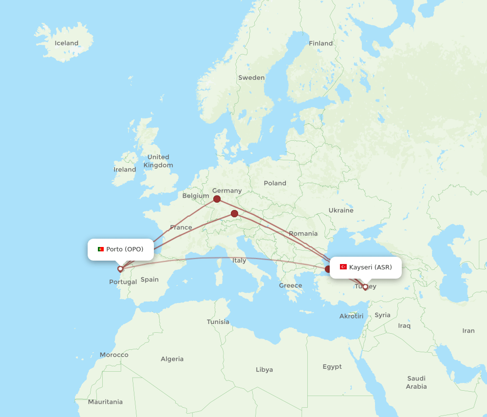 ASR-OPO flight routes