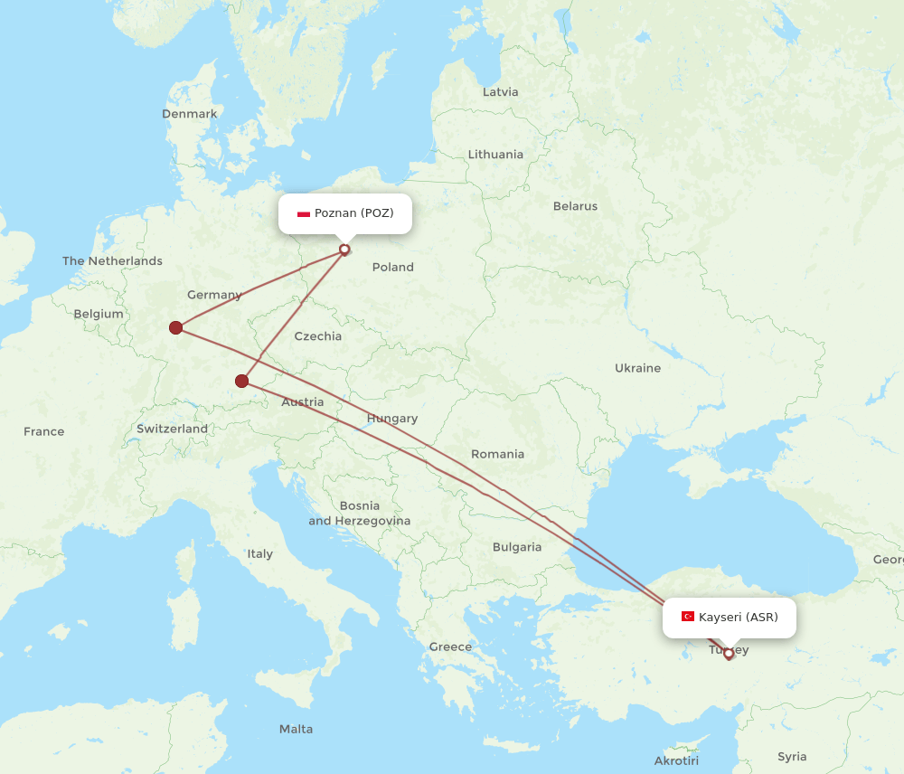 ASR-POZ flight routes