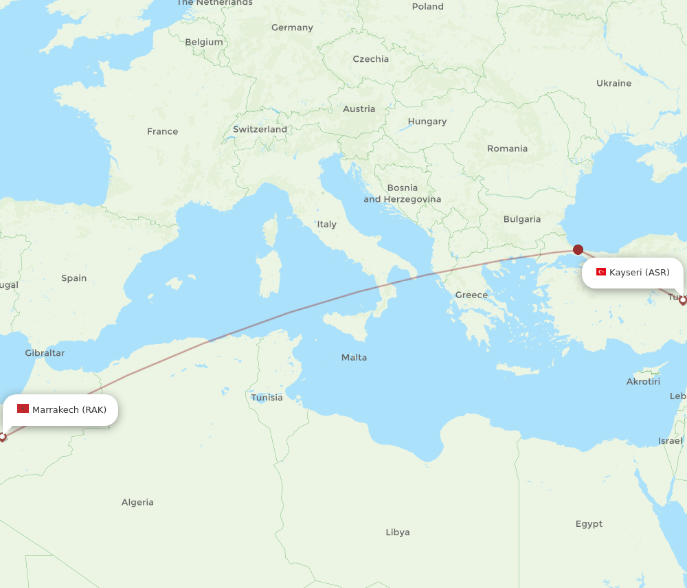 ASR-RAK flight routes