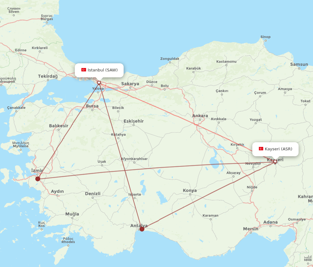 ASR-SAW flight routes