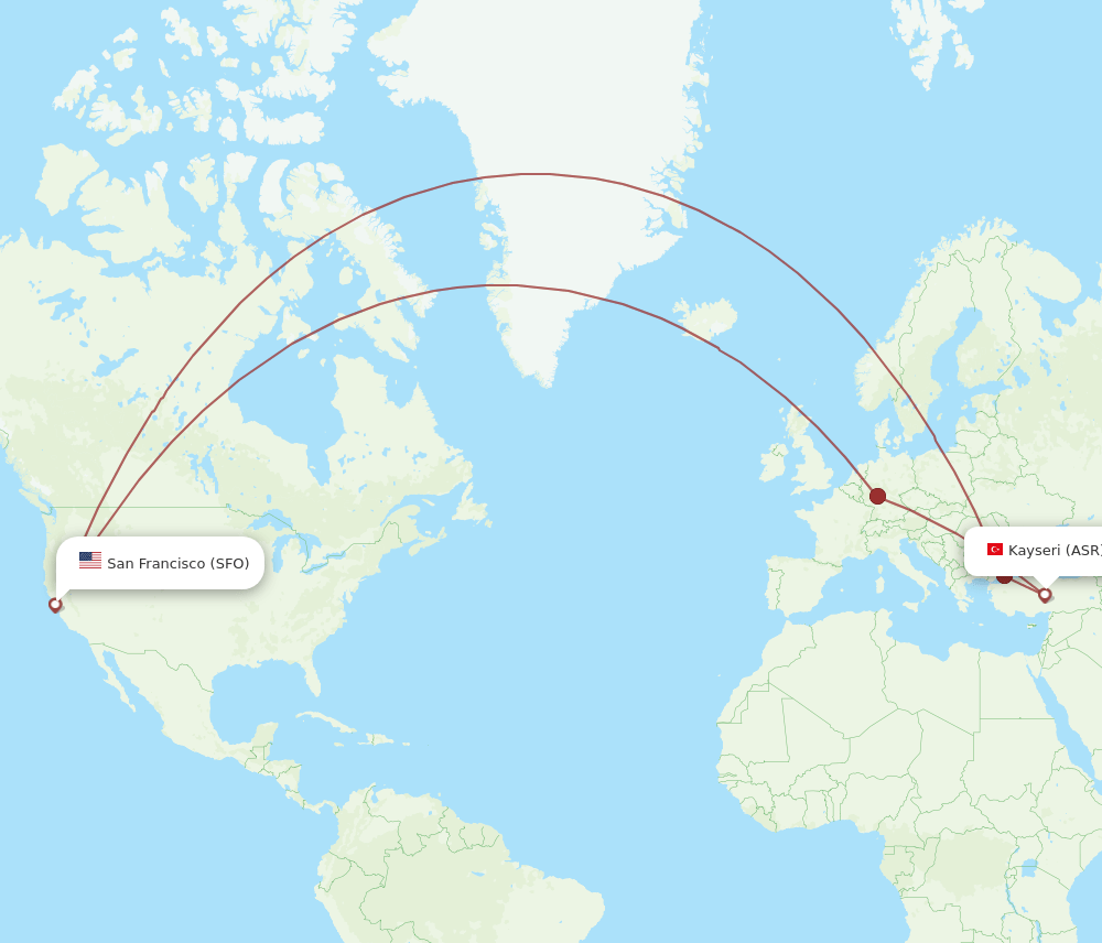 ASR-SFO flight routes